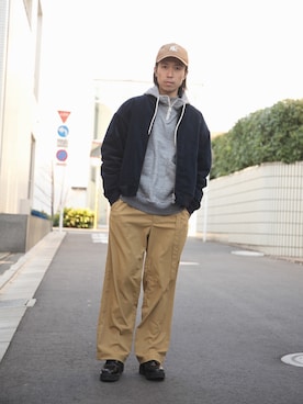 「オールドスクール」｜「アイテム（帽子）」を使った、手嶋 祐生さん（メンズ・171cm）の秋コーディネート