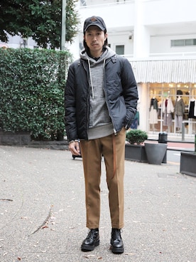 「MR.OLIVE（ミスターオリーブ）のアイテム（ブルゾン）」を使った、手嶋 祐生さん（メンズ・171cm）の秋コーディネート