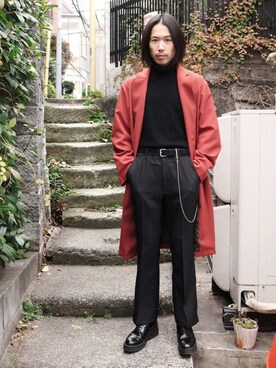 「アイテム（チェスターコート）」を使った、手嶋 祐生さん（メンズ・171cm・20代）の秋コーディネート