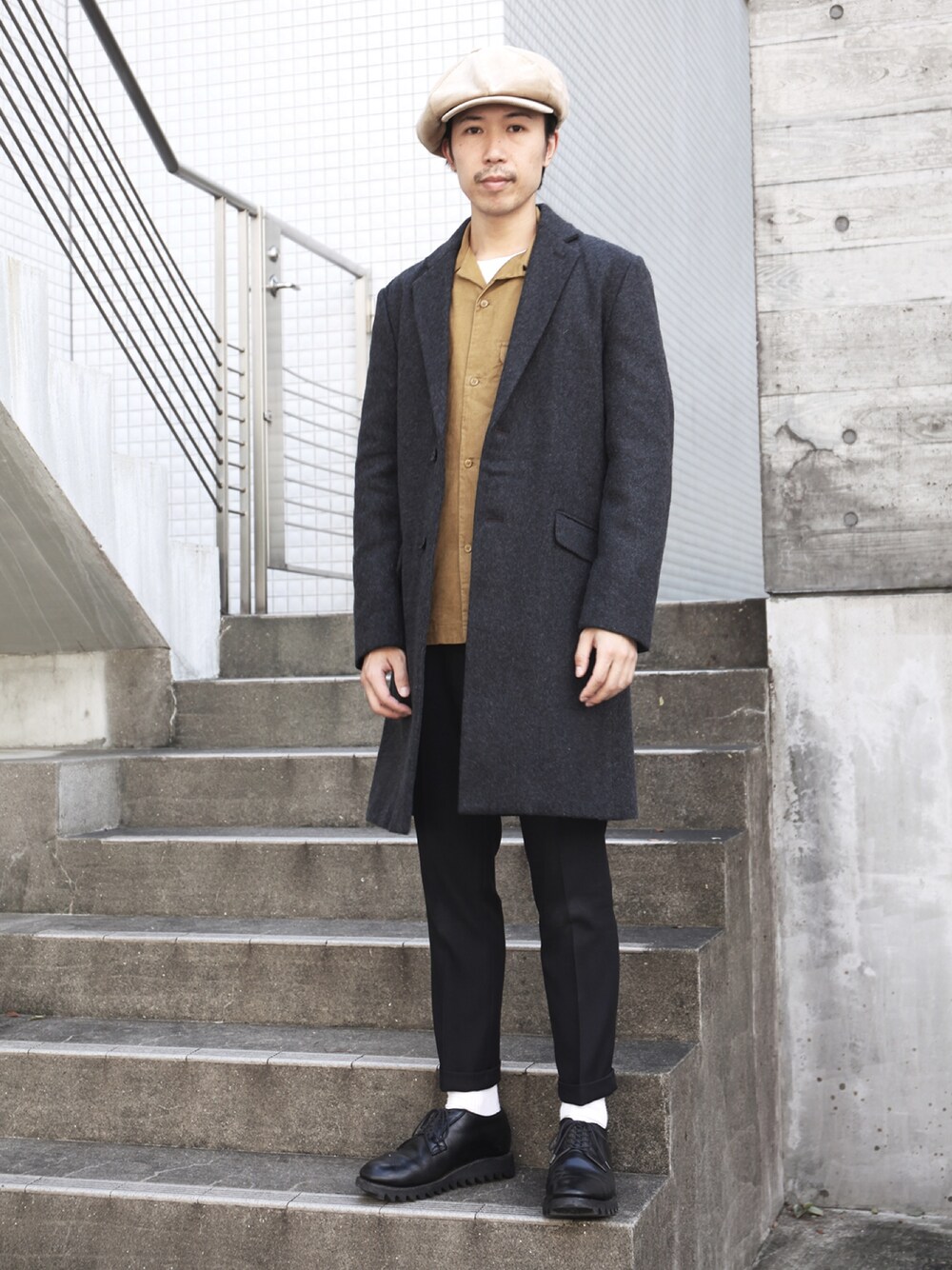 ジェローム様　MR.OLIVE チェスターコート チェスターコートを使った「MR.OLIVE」の人気ファッション
