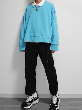 「doublet（ダブレット）のアイテム（ポロシャツ）」を使った、RINTAROさん（メンズ・168cm）の冬コーディネート
