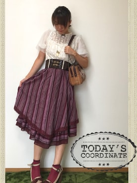 「axes femme（アクシーズファム）のアイテム（かごバッグ）」を使った、みゃひとんさん（レディース・158cm）の秋コーディネート
