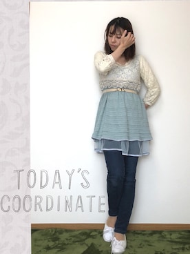 「axes femme（アクシーズファム）のアイテム（チュニック）」を使った、みゃひとんさん（レディース・158cm）の春コーディネート