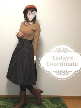 「axes femme POETIQUE（アクシーズファムポエティック）のアイテム（スカート）」を使った、みゃひとんさん（レディース・158cm）の秋コーディネート