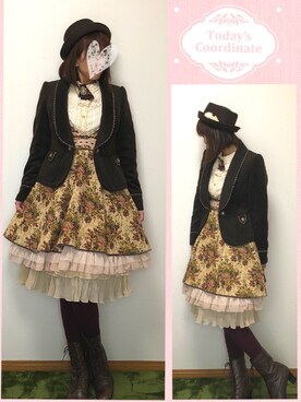 「axes femme（アクシーズファム）のアイテム（ノーカラージャケット）」を使った、みゃひとんさん（レディース・158cm）の冬コーディネート
