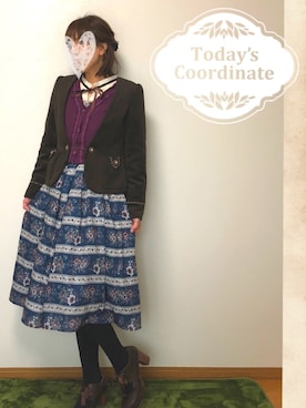 「axes femme（アクシーズファム）のアイテム（ノーカラージャケット）」を使った、みゃひとんさん（レディース・158cm）の冬コーディネート