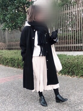 Mi_Miさんの「フェイクスエードプリーツロングスカート」を使ったコーディネート