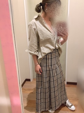 「チェックのスカート」｜Mi_Miさん（レディース・157cm）の春コーディネート