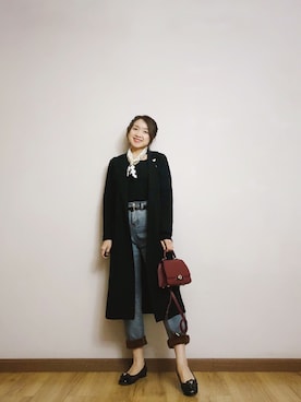 「アイテム（トートバッグ、レッド系）」を使った、妮娜Ninaさん（レディース・159cm）の春コーディネート