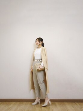 「春色」｜「アイテム（ピーコート）」を使った、妮娜Ninaさん（レディース・159cm）の春コーディネート