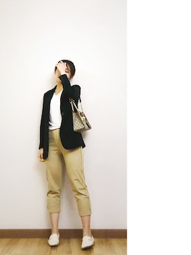 「theory（セオリー）のアイテム（テーラードジャケット）」を使った、妮娜Ninaさん（レディース・159cm）の春コーディネート
