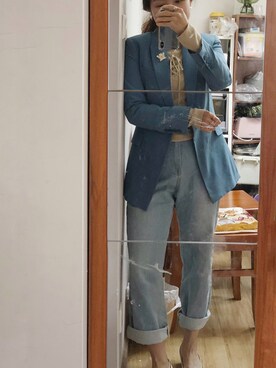 「theory（セオリー）のアイテム（テーラードジャケット）」を使った、妮娜Ninaさん（レディース・159cm）の春コーディネート