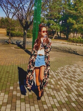 「EMODA（エモダ）のアイテム（デニムスカート）」を使った、SAORIさん（レディース・162cm）の春コーディネート