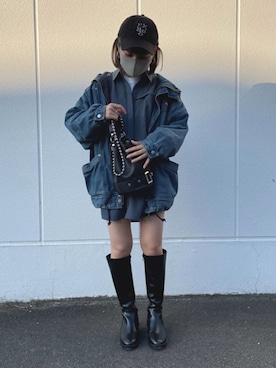 「レザーコーデ」｜「アイテム（デニムジャケット）」を使った、natsukiさん（レディース・154cm）の秋コーディネート