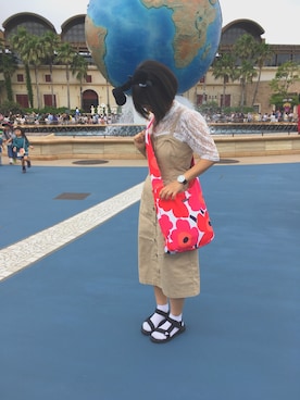 「NICE CLAUP（ナイスクラップ）のアイテム（サロペット/オーバーオール）」を使った、a.さん（レディース・154cm）の夏コーディネート