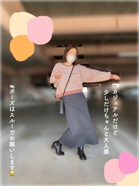 「ehka sopo（エヘカソポ）のアイテム（Tシャツ/カットソー、ブラウン系）」を使った、tami0707さん（レディース・157cm）の春コーディネート