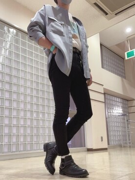 「しまむら（シマムラ）のアイテム（ブーツ）」を使った、ひろ獅子さん（メンズ・173cm）の秋コーディネート