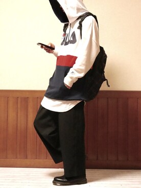 「FILA（フィラ）のアイテム（パーカー）」を使った、きょし✓さん（メンズ・172cm）の秋コーディネート