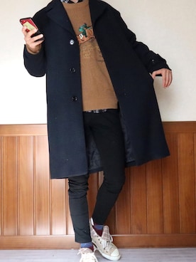 「アイラブCONVERSE」｜「アイテム（チェスターコート）」を使った、きょし✓さん（メンズ・172cm）の秋コーディネート