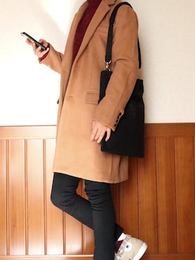 「アイラブCONVERSE」｜「アイテム（チェスターコート）」を使った、きょし✓さん（メンズ・172cm）の冬コーディネート