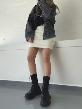 「SPINNS(スピンズ)のアイテム(デニムジャケット)」を使った、asukaさん(レディース・155cm)の春コーディネート