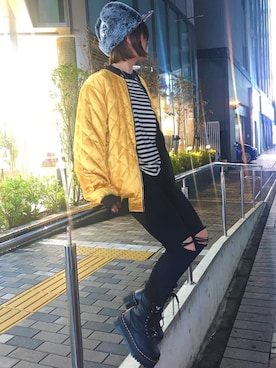 「RIPNDIP（リップンディップ）のアイテム（ジャケット/アウター）」を使った、Keyさん（レディース・159cm）の秋コーディネート