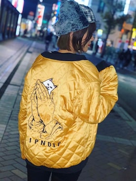 「RIPNDIP（リップンディップ）のアイテム（ジャケット/アウター）」を使った、Keyさん（レディース・159cm）の冬コーディネート