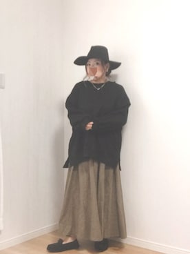 「アイテム（モカシン/デッキシューズ）」を使った、あぶーた★さん（レディース・154cm）の秋コーディネート