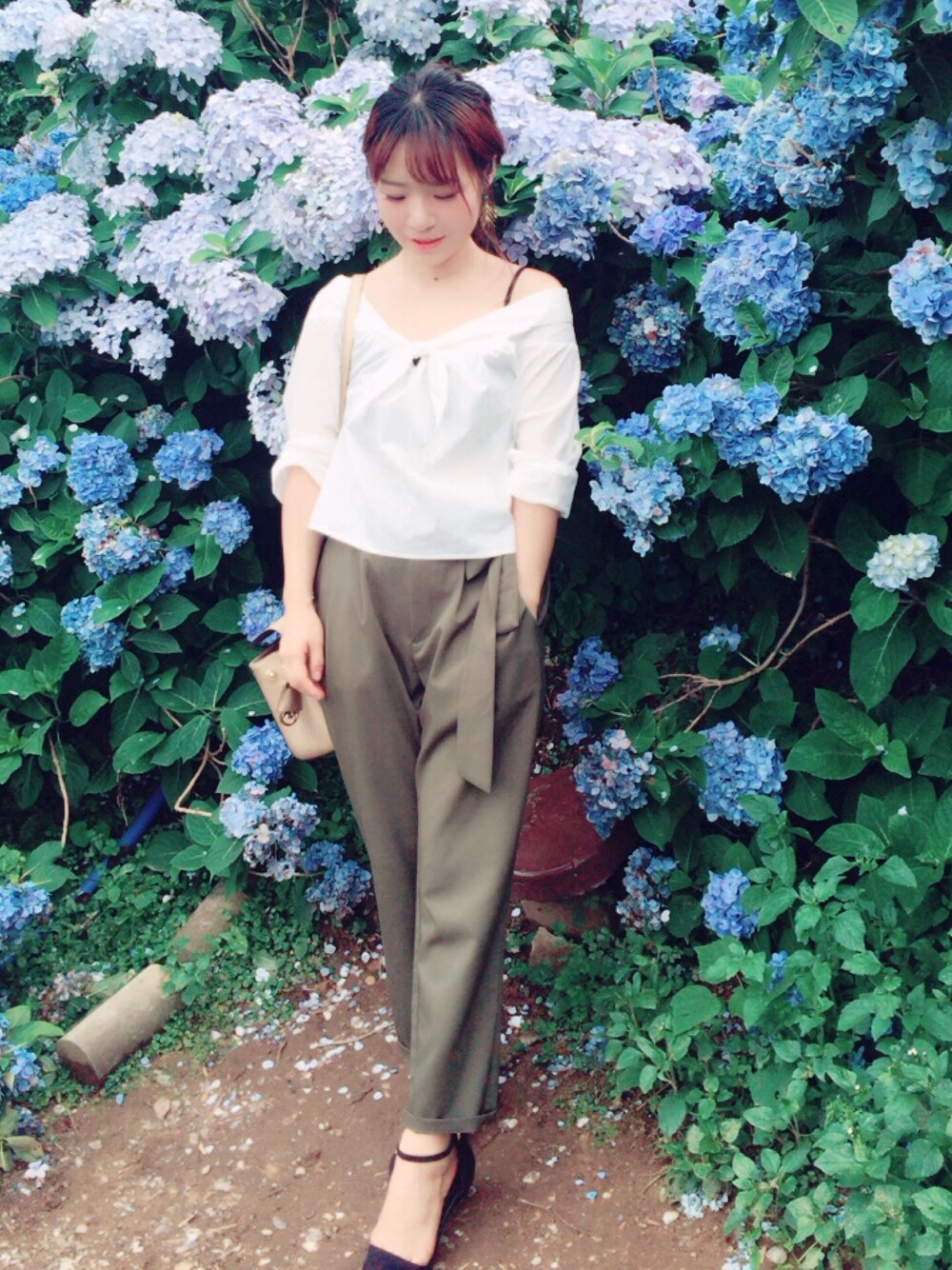 「夏コーデ」｜「LOWRYS FARMのアイテム（チノパンツ、グリーン系）」を使った、Nekoさん（レディース・156cm）の夏コーディネートの1枚目の写真