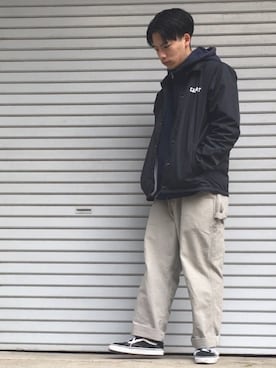 「Carhartt（カーハート）のアイテム（ナイロンジャケット）」を使った、ときヲりぴーと ときヲさん（メンズ・173cm）の冬コーディネート