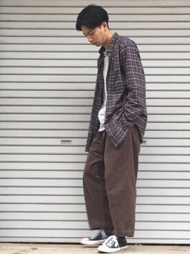 「SENSE OF PLACE by URBAN RESEAR」｜「アイテム（スウェット）」を使った、ときヲりぴーと ときヲさん（メンズ・173cm）の冬コーディネート