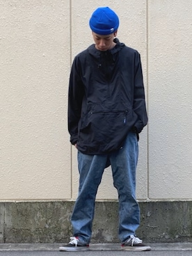 「RAGEBLUE（レイジブルー）のアイテム（ニットキャップ/ビーニー）」を使った、ときヲりぴーと ときヲさん（メンズ・173cm）の冬コーディネート