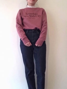 「サタデーズ ニューヨークシティ (Saturdays NYC)」｜「アイテム（スウェット）」を使った、Yuさん（レディース・161cm）の春コーディネート
