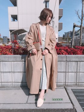 「JEANASIS（ジーナシス）のアイテム（トレンチコート）」を使った、naoさん（レディース・156cm）の春コーディネート