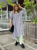 本田翼さん着用 1 Of Mine ワンオブマイン オーバー シャツ ワンピース ストライプ ワンピース Green Label Relaxing グリーンレーベルリラクシング のファッション通販 Zozotown