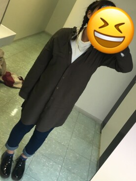 「RETRO GIRL（レトロガール）のアイテム（シャツワンピース）」を使った、ゆーちさん（レディース・156cm）の冬コーディネート