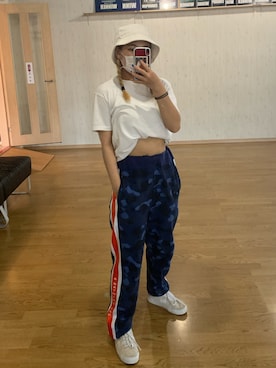 「A BATHING APE（アベイシングエイプ）のアイテム（スウェットパンツ）」を使った、mikoさん（レディース・160cm）の春コーディネート
