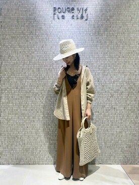 「Rouge vif（ルージュヴィフ）のアイテム（オールインワン・サロペット）」を使った、shimakoさん（レディース・159cm）の春コーディネート