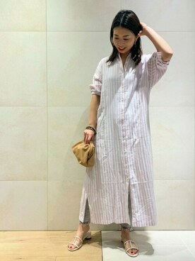 「Rougevif」｜「アイテム（シャツワンピース）」を使った、shimakoさん（レディース・159cm）の春コーディネート