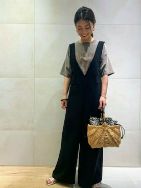 「Rouge vif（ルージュヴィフ）のアイテム（オールインワン・サロペット）」を使った、shimakoさん（レディース・159cm）の春コーディネート