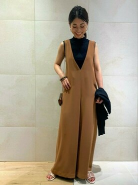 「Rouge vif（ルージュヴィフ）のアイテム（オールインワン・サロペット）」を使った、shimakoさん（レディース・159cm）の春コーディネート