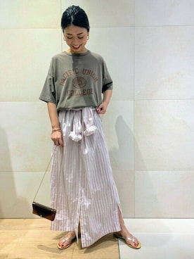 「Rougevif」｜「アイテム（シャツワンピース）」を使った、shimakoさん（レディース・159cm）の春コーディネート