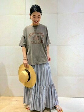 「Rouge vif（ルージュヴィフ）のアイテム（帽子）」を使った、shimakoさん（レディース・159cm）の春コーディネート