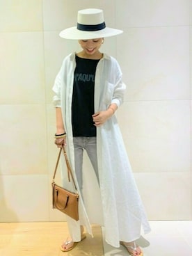 「Rouge vif（ルージュヴィフ）のアイテム（帽子）」を使った、shimakoさん（レディース・159cm）の夏コーディネート