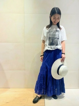 「Rouge vif（ルージュヴィフ）のアイテム（帽子）」を使った、shimakoさん（レディース・159cm）の夏コーディネート