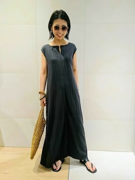 「Rouge vif（ルージュヴィフ）のアイテム（かごバッグ）」を使った、shimakoさん（レディース・159cm）の夏コーディネート