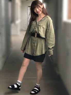 「CINEMA CLUB（シネマクラブ）のアイテム（パンツ）」を使った、リーナさん（レディース・158cm）の春コーディネート