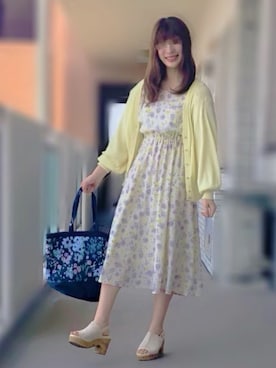 「Afternoon Tea（アフタヌーンティー）のアイテム（トートバッグ）」を使った、リーナさん（レディース・158cm）の夏コーディネート