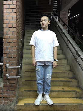 「plain-me（プレインミー）のアイテム（シャツ/ブラウス）」を使った、潘志育さん（メンズ・174cm）の冬コーディネート