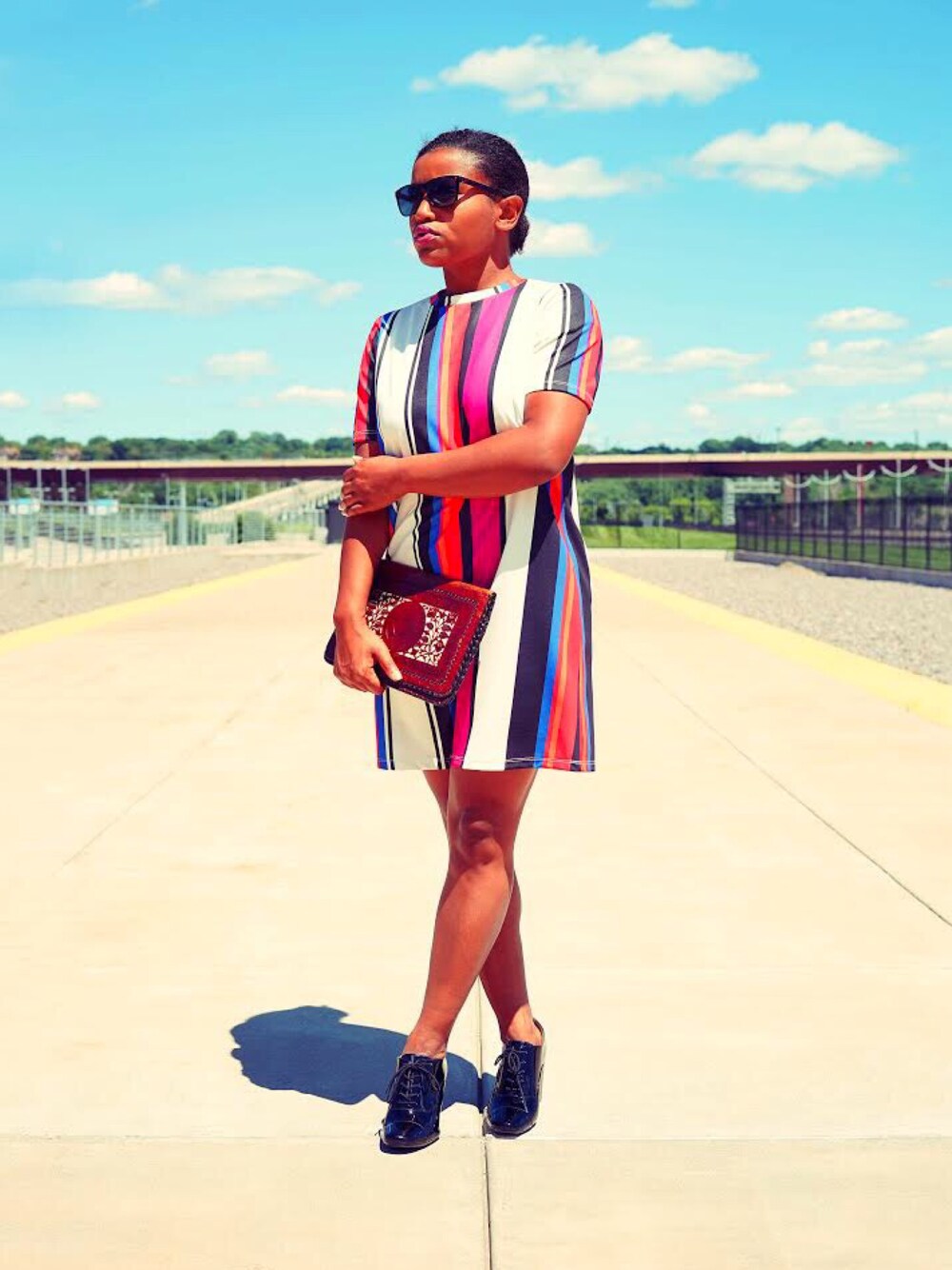 「stripes、Vertical stripes、dress、ootd、September」｜「ZARAのアイテム（ドレス、その他）」を使った、Brettina Panteraさん（レディース・163cm）の秋コーディネートの1枚目の写真